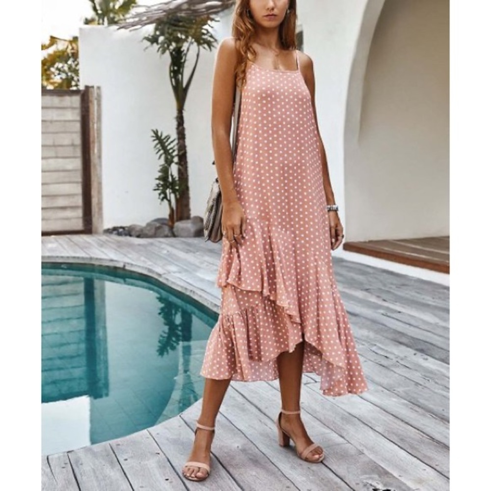 NWT Pink Dot Ruffle-Hem Dress, Sz. M - Picture 3 of 5